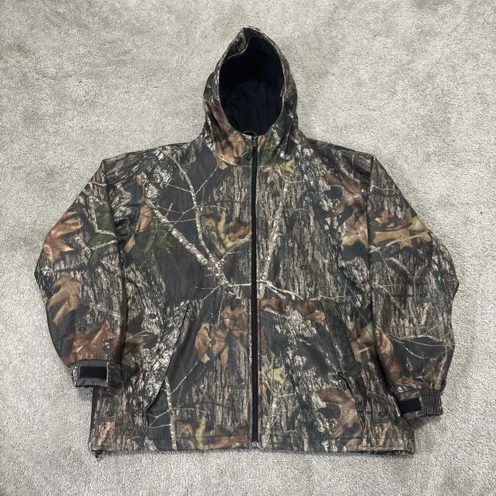 Cabela's Dry Plus Camo Jacket Men's XL Rain Midweight Zip-Up Hooded Hunting